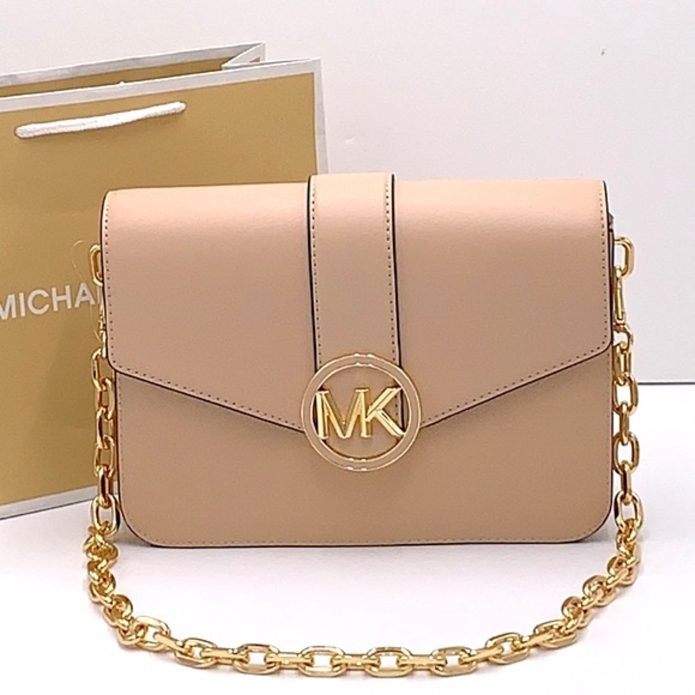 MICHAEL KORS CARMEN MEDIUM CONVERTIBLE SHOULDER BAG BUFF COLOR - Picture 2 of 16